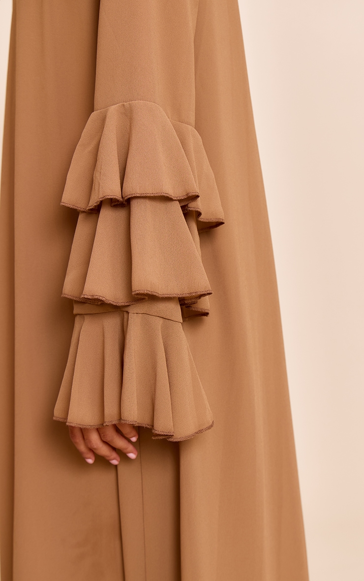 Chocolate Chiffon Frill Sleeve Detail Maxi Dress image 4