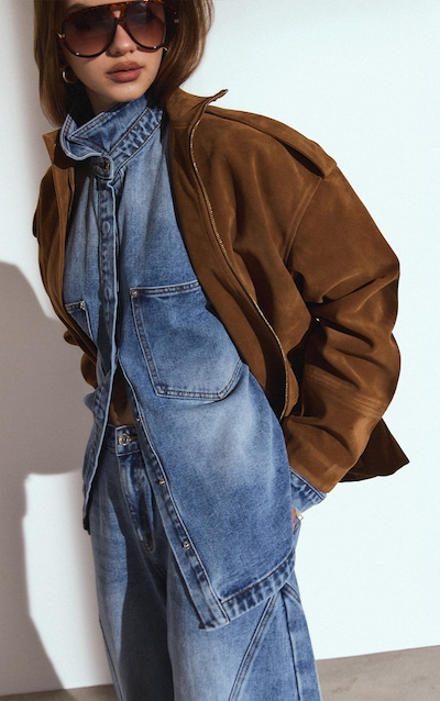 Chemise oversize en jean bleu moyen délavé