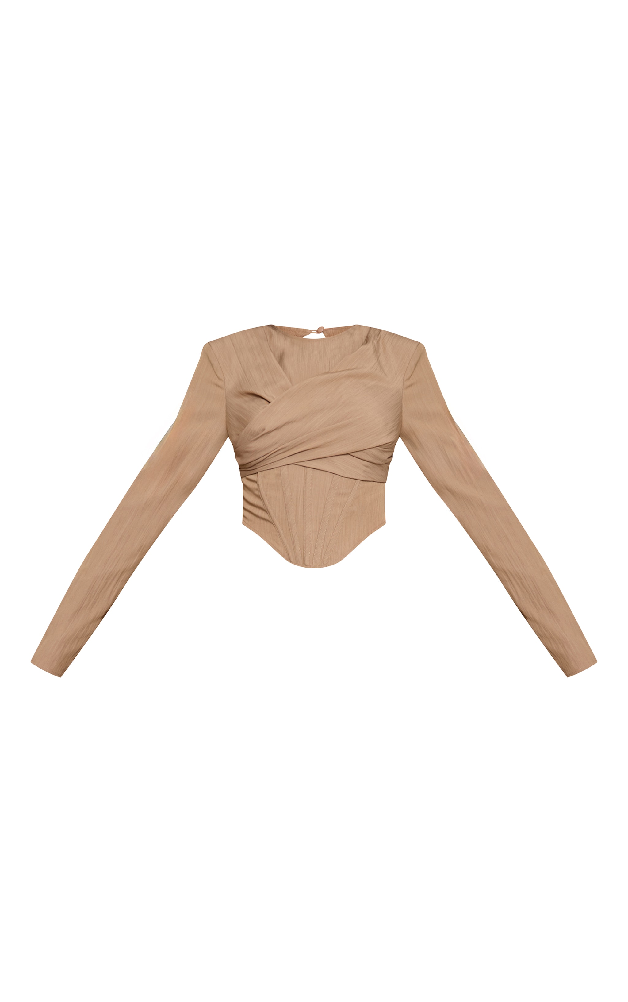 Taupe Tailored Draped Bust Detail Corset Top image 5