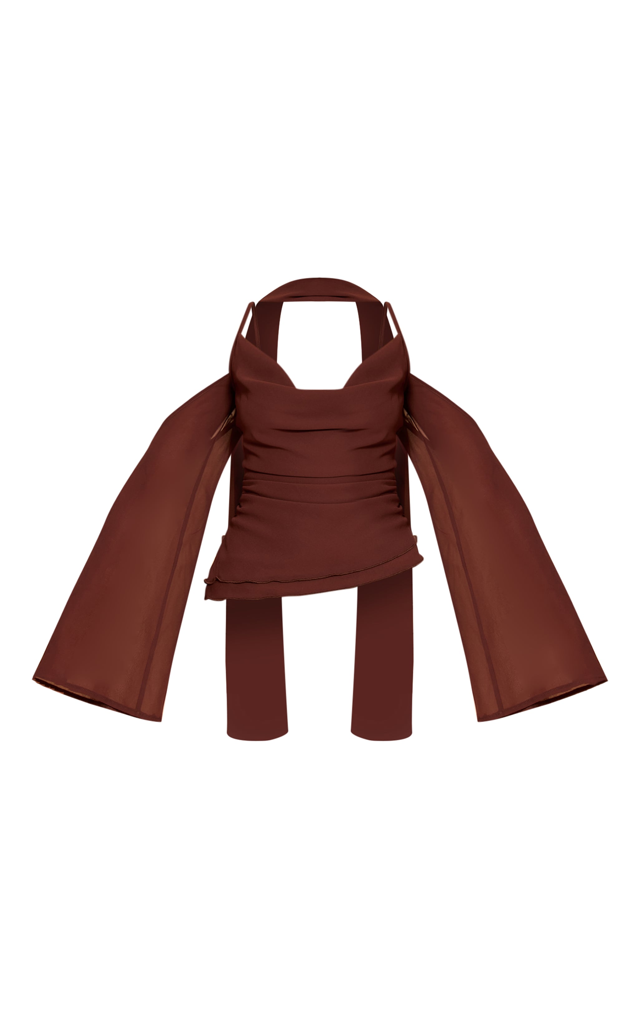 Deep Chocolate Chiffon Drape Scarf Long Top image 5