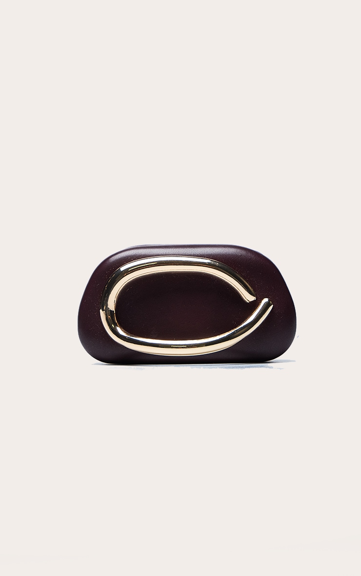 Plum PU Oval Handle Hard Clutch Bag image 2
