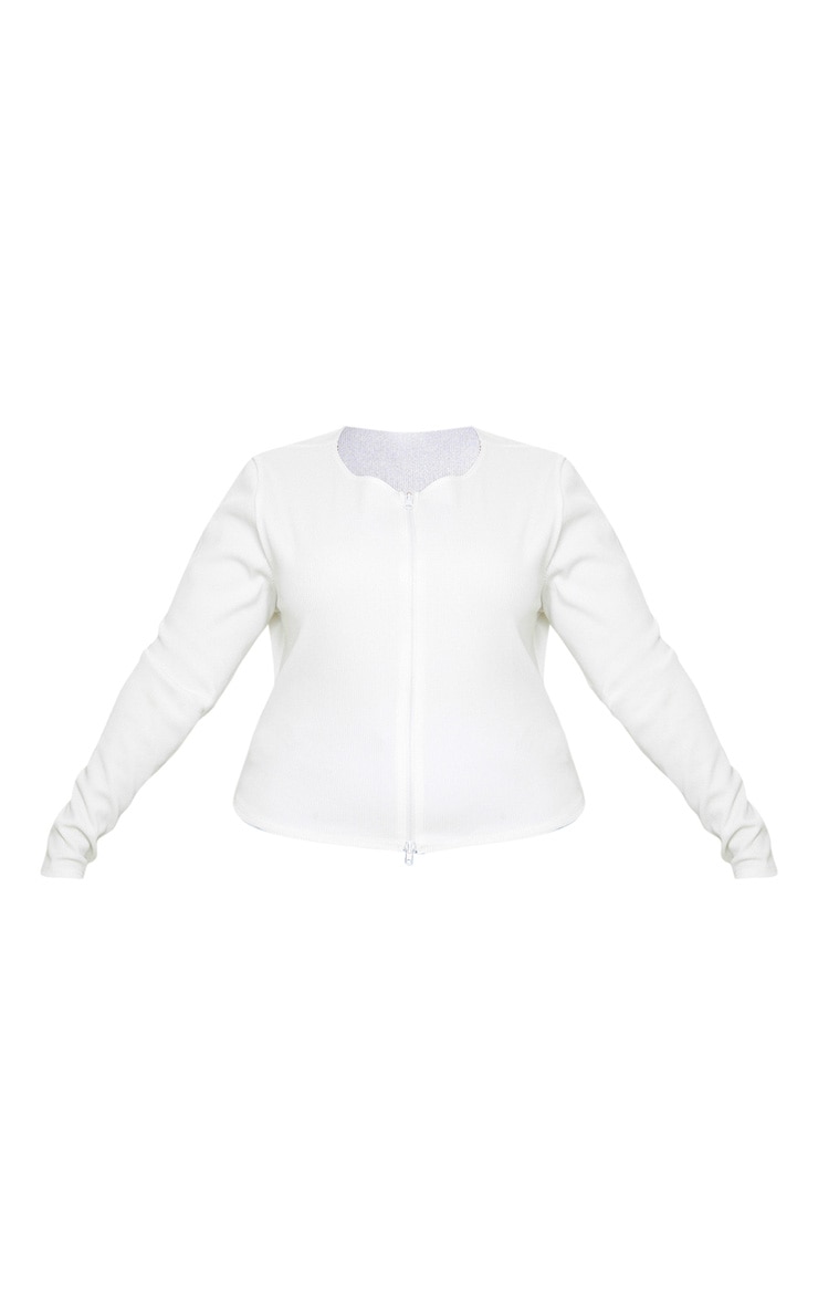 Plus Cream Jumbo Rib Double Zip Top image 3