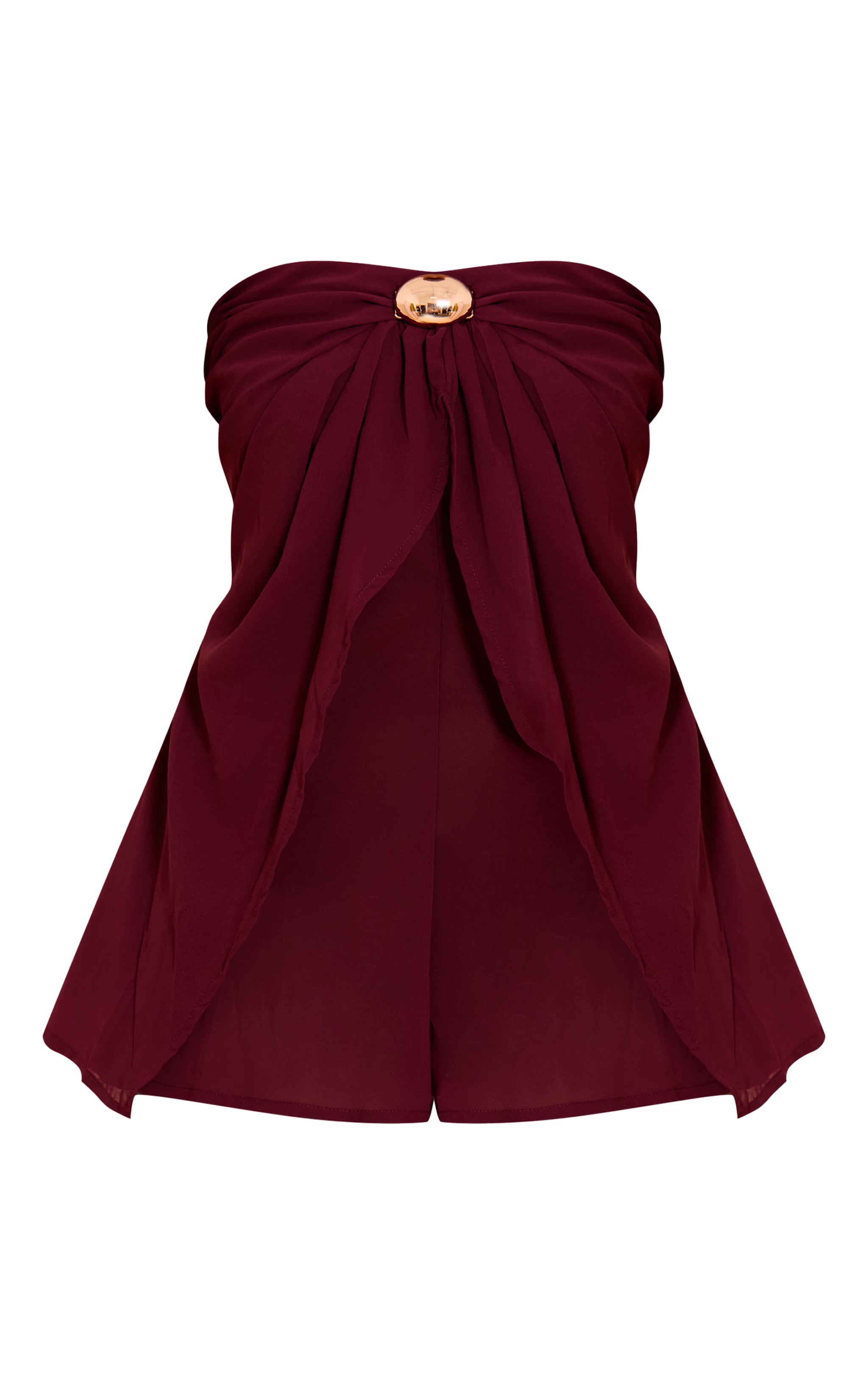 Plum Chiffon Trim Detail Bandeau Romper image 5