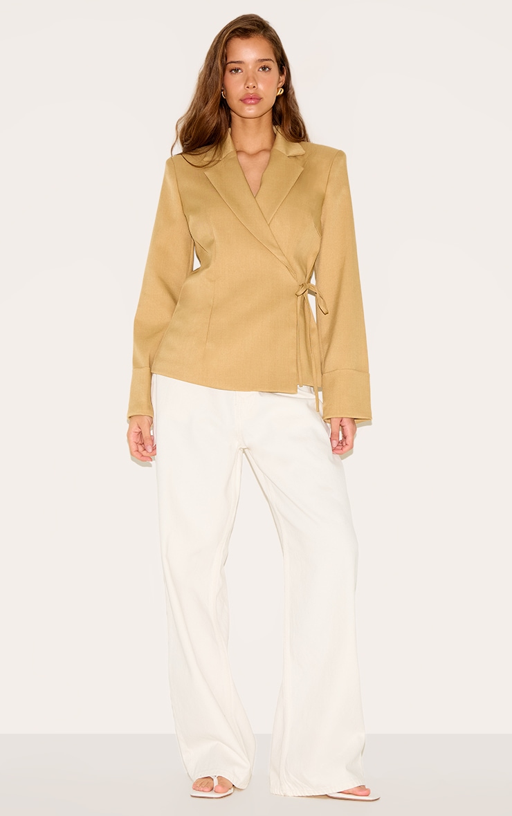 Blazer sable à tissu noué sur le côté image 3