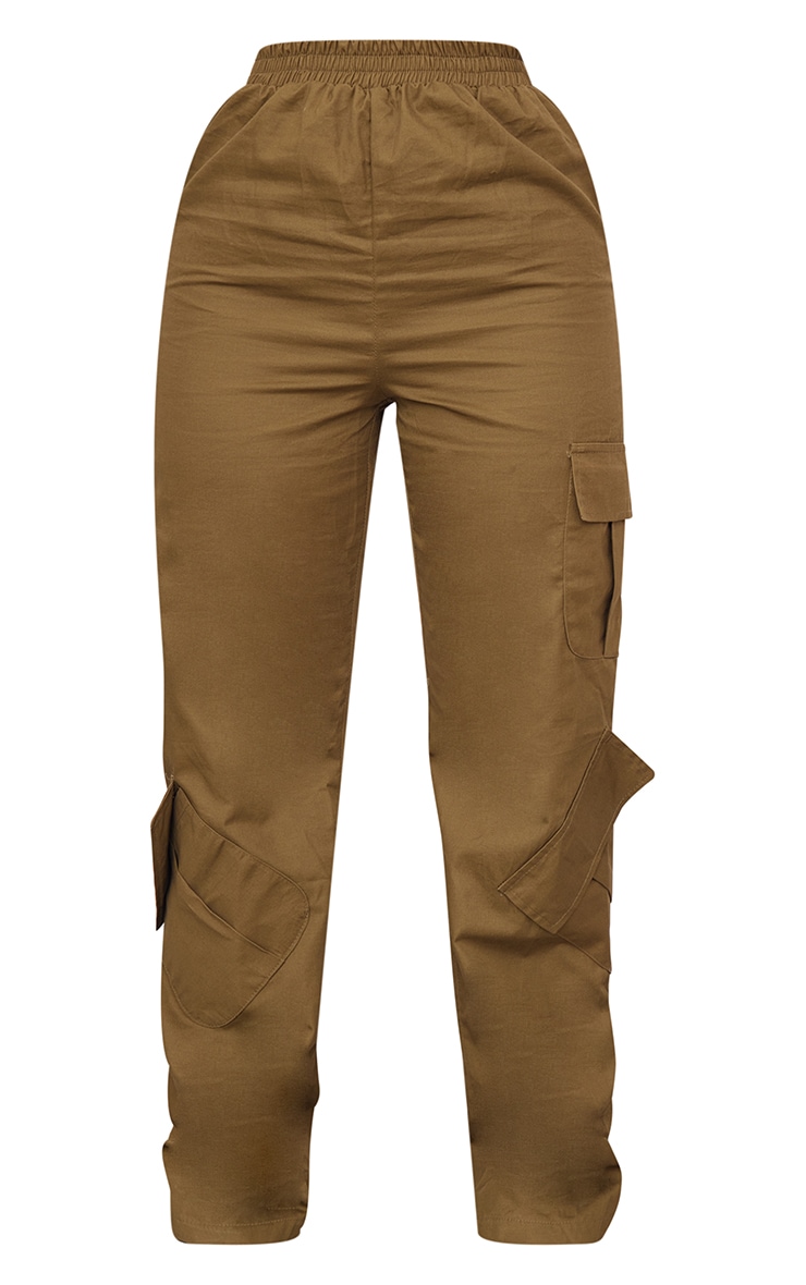 Petite Khaki Multi Straight Leg Cargo Trousers PrettyLittleThing AUS
