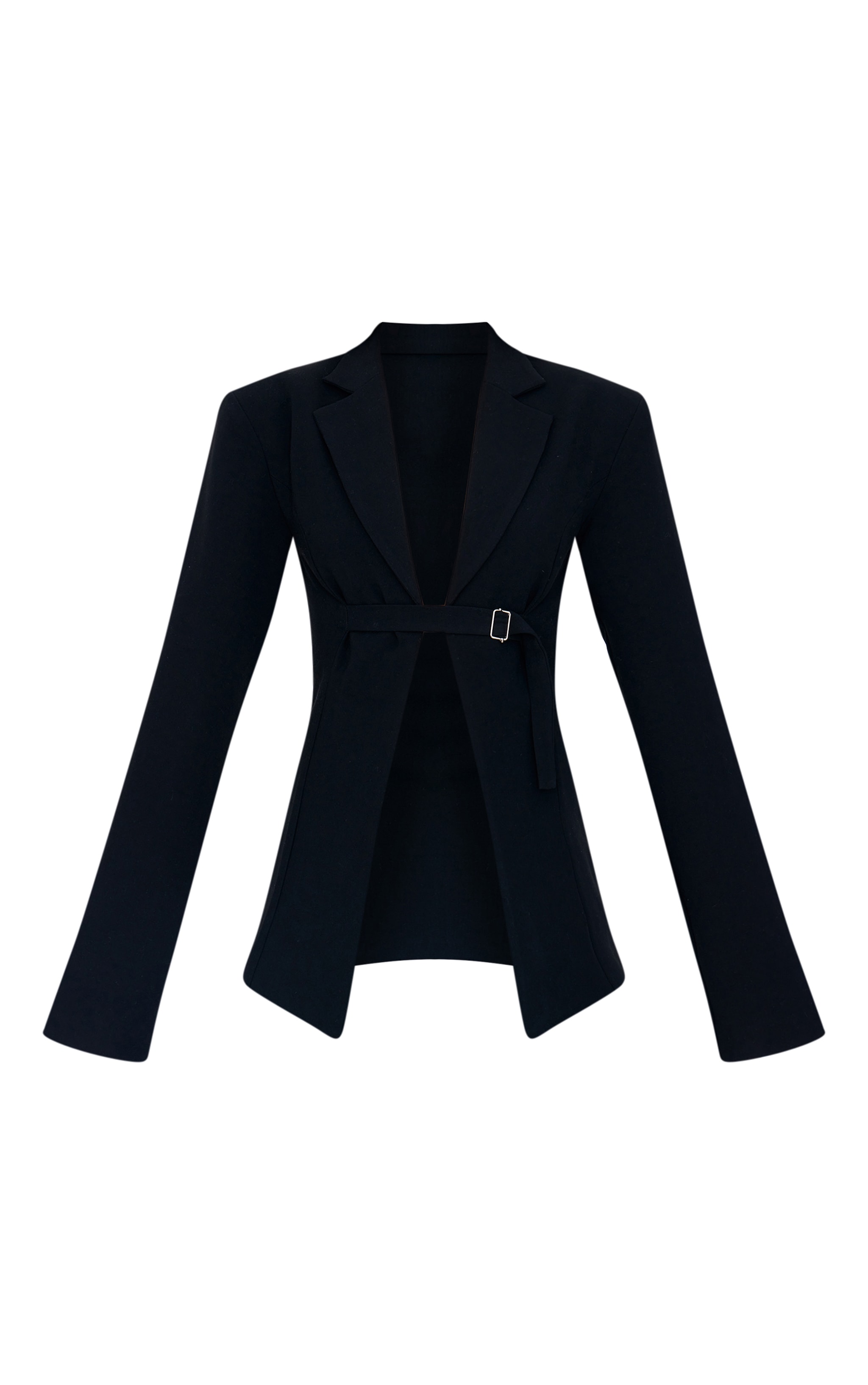 Tall Black Strap Detail Fitted Blazer image 5