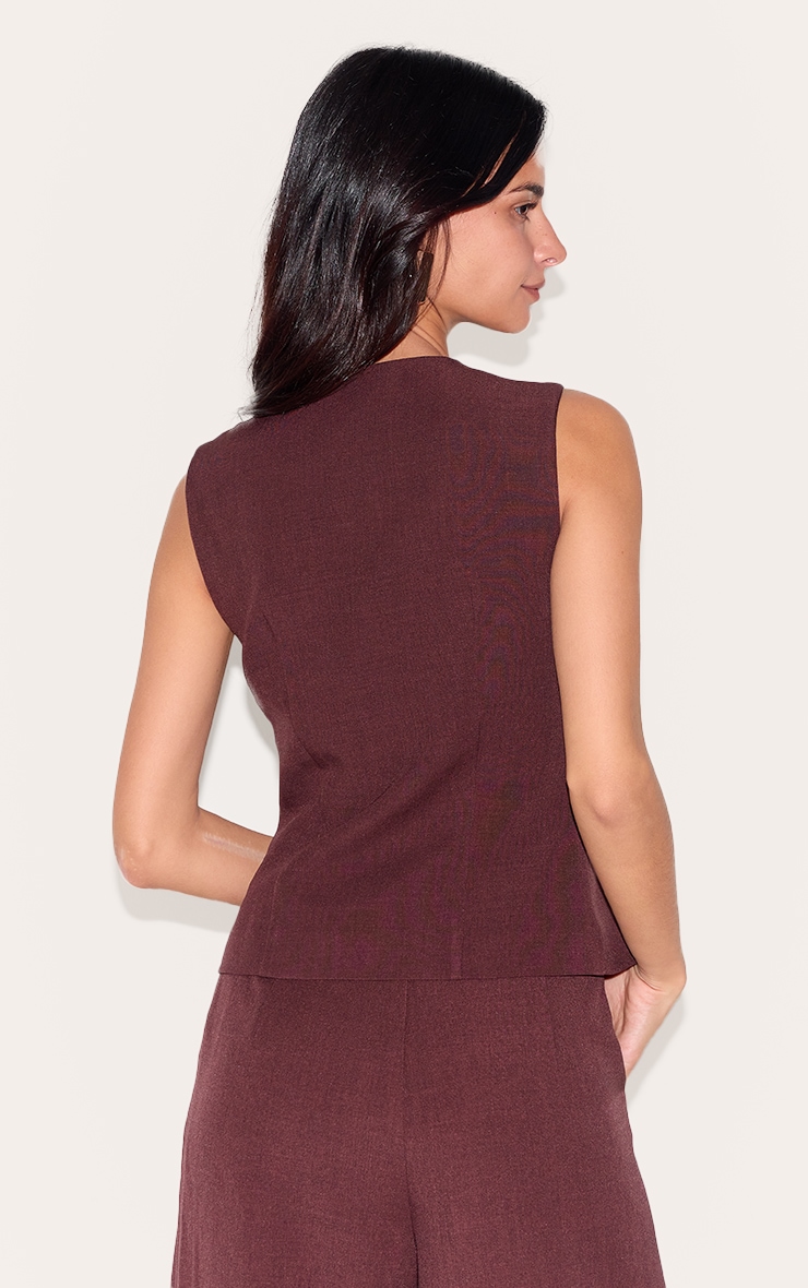  Wine Tailored Woven Waistcoat image 2