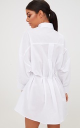 White Ring Waist Detail Shirt Dress 2