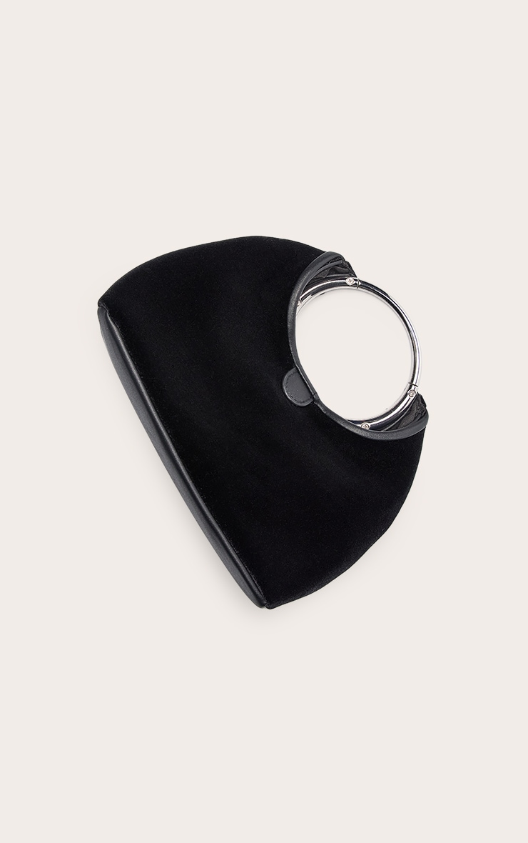 Black Velvet Grab Handle Clutch Bag image 5