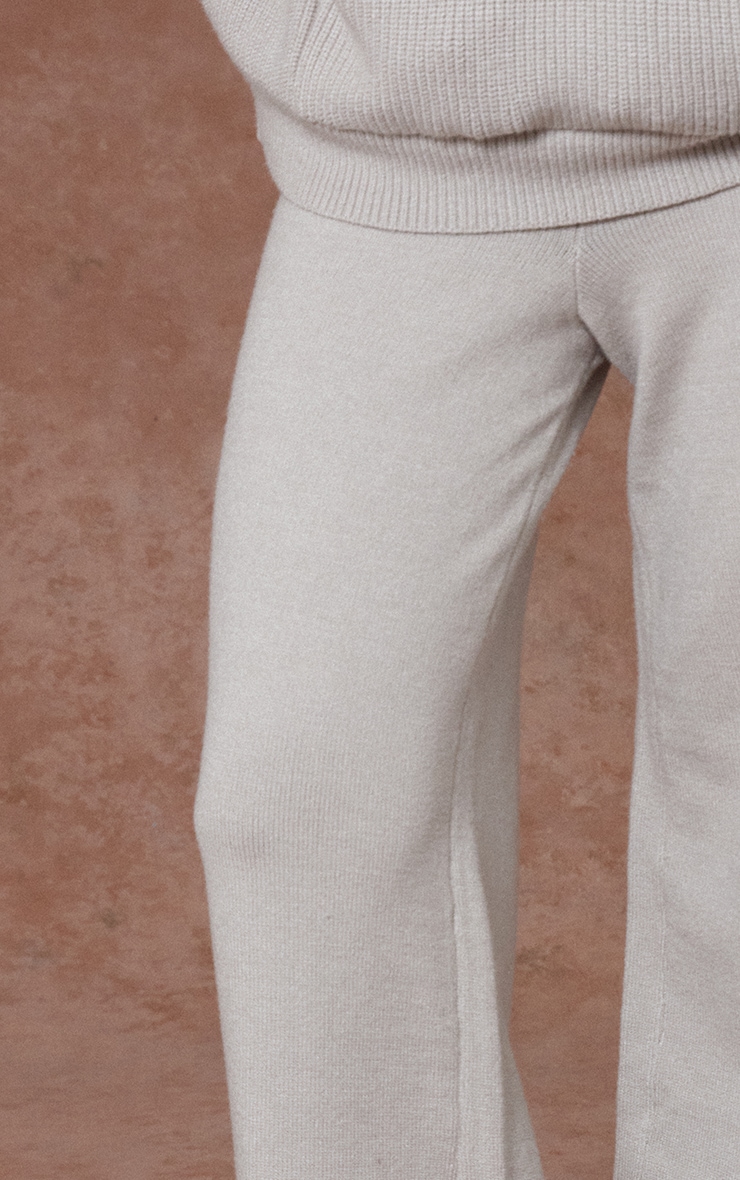 Grey Knitted Slouchy Wide Leg Trousers  image 4