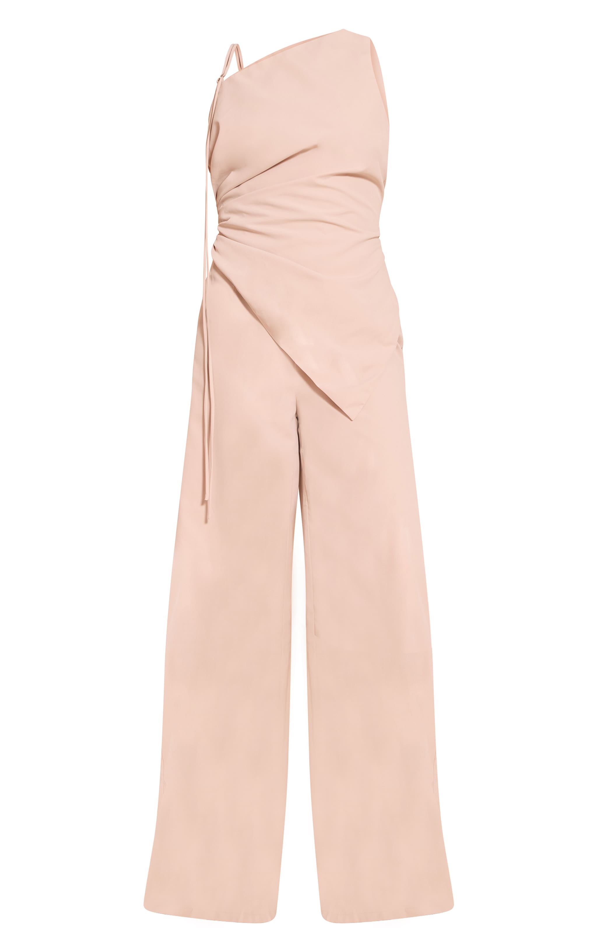 Tall Cream Woven One Shoulder Wide Leg Jumpsuit image 5
