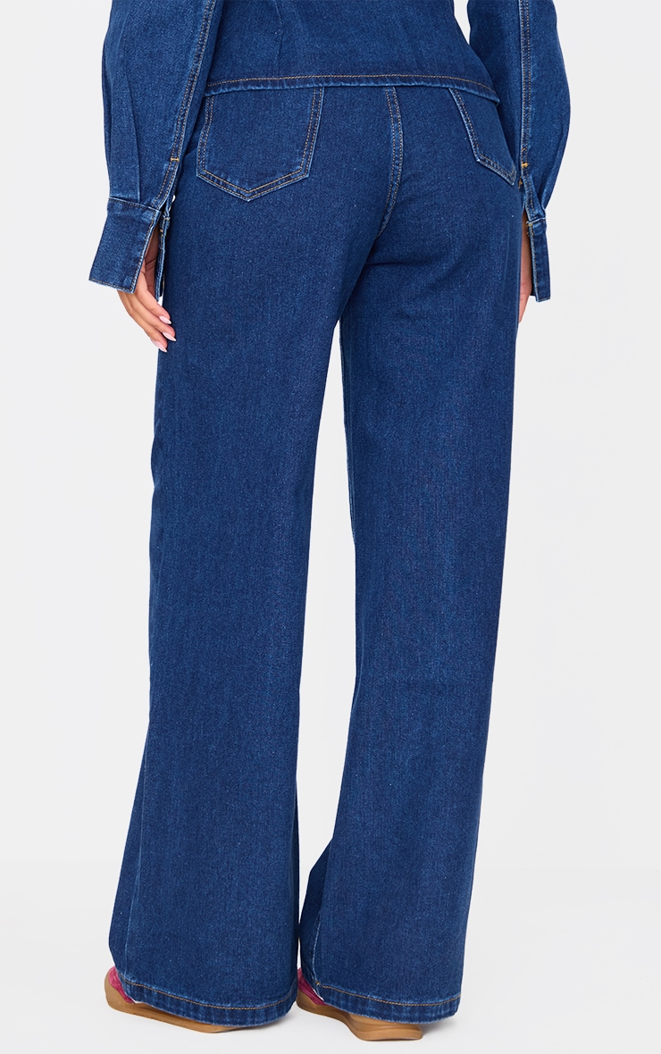 Tall Dark Indigo High Waisted Wide Leg Jeans image 3