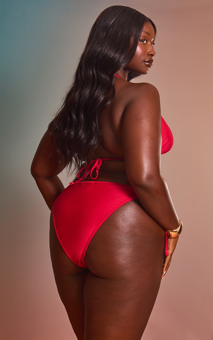 Plus Bas de maillot de bain Mix & Match rouge à côtés noués image 2