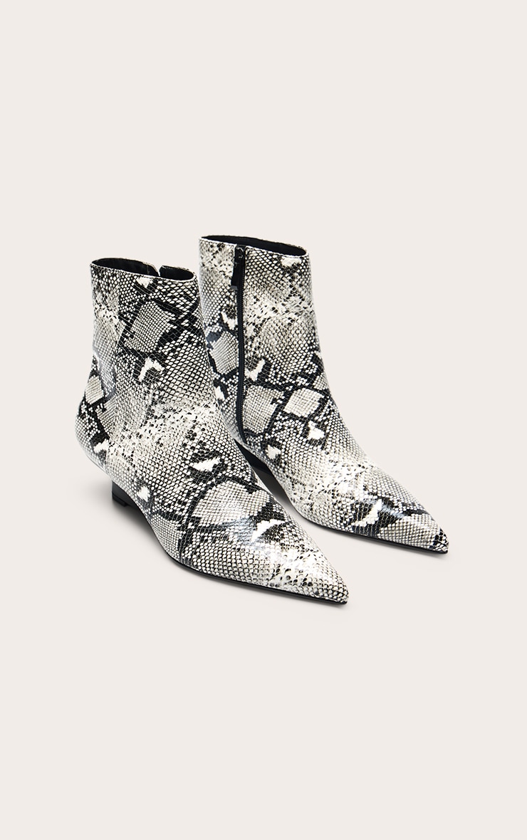 Grey Snake PU Kitten Wedge Ankle Boots image 3