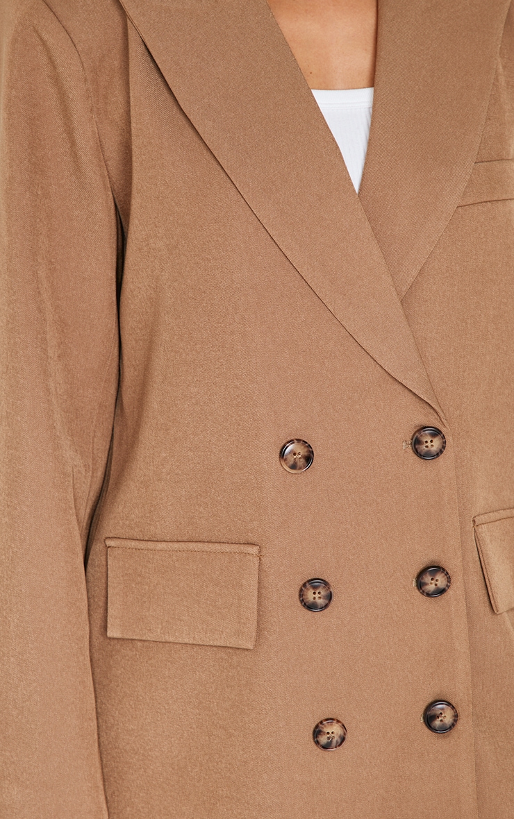Petite Taupe Premium Double Breasted Button Detail Blazer image 4