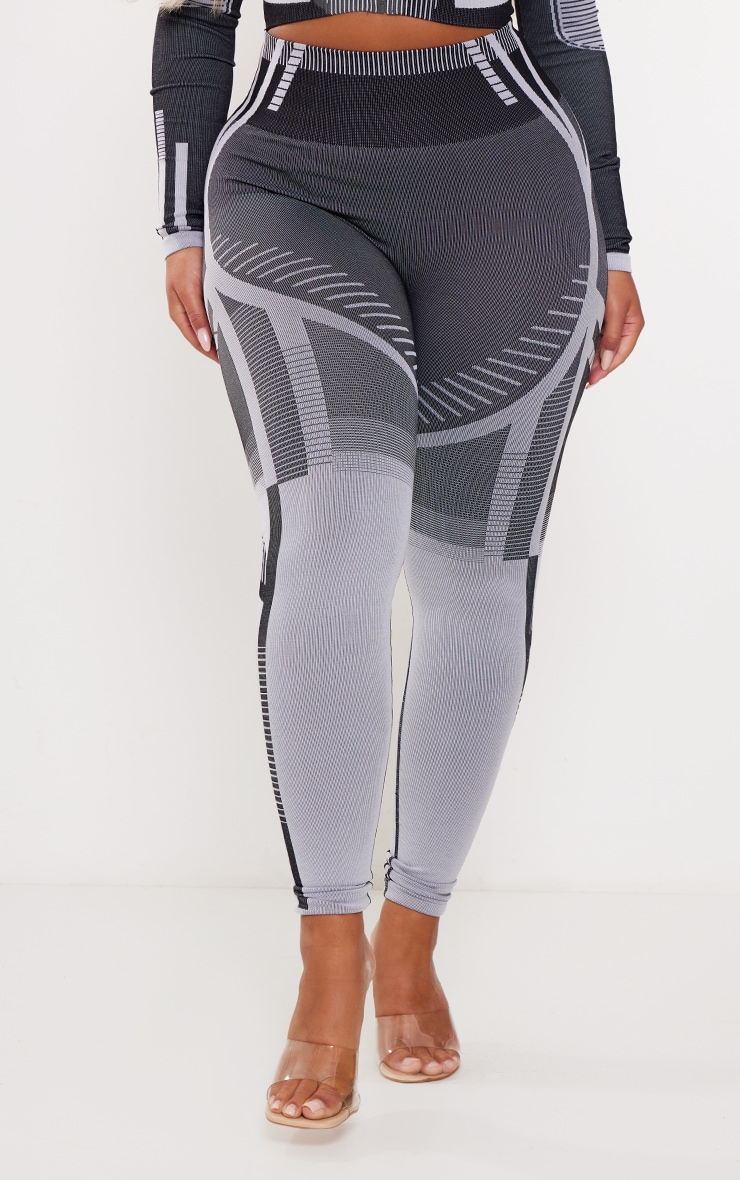 Shape Grey Contrast High Waist Leggings image 2