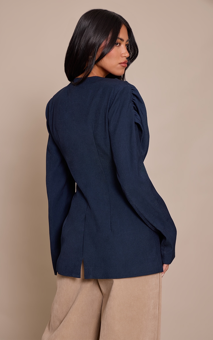 Navy Shoulder Drape Cinch Blazer image 2