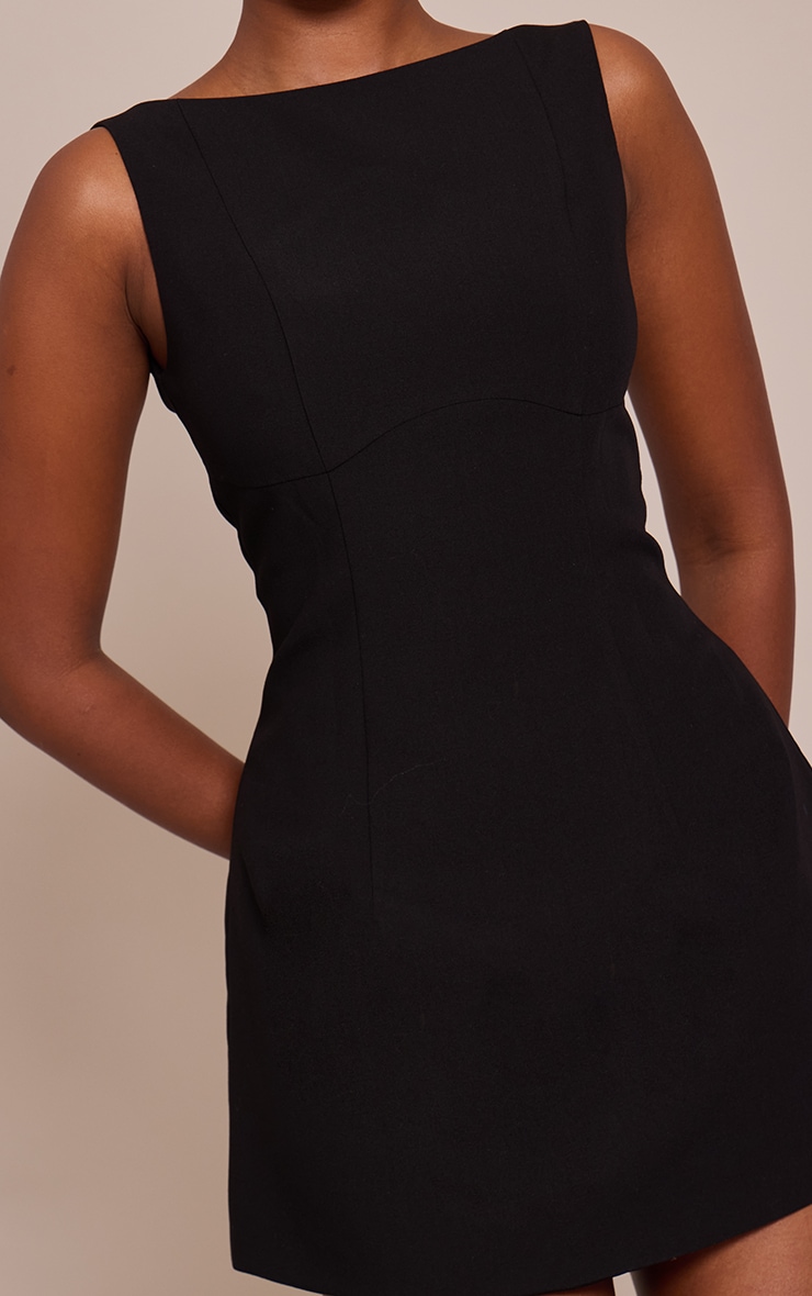 Mini robe tissée noire à col bateau et dos nu image 4