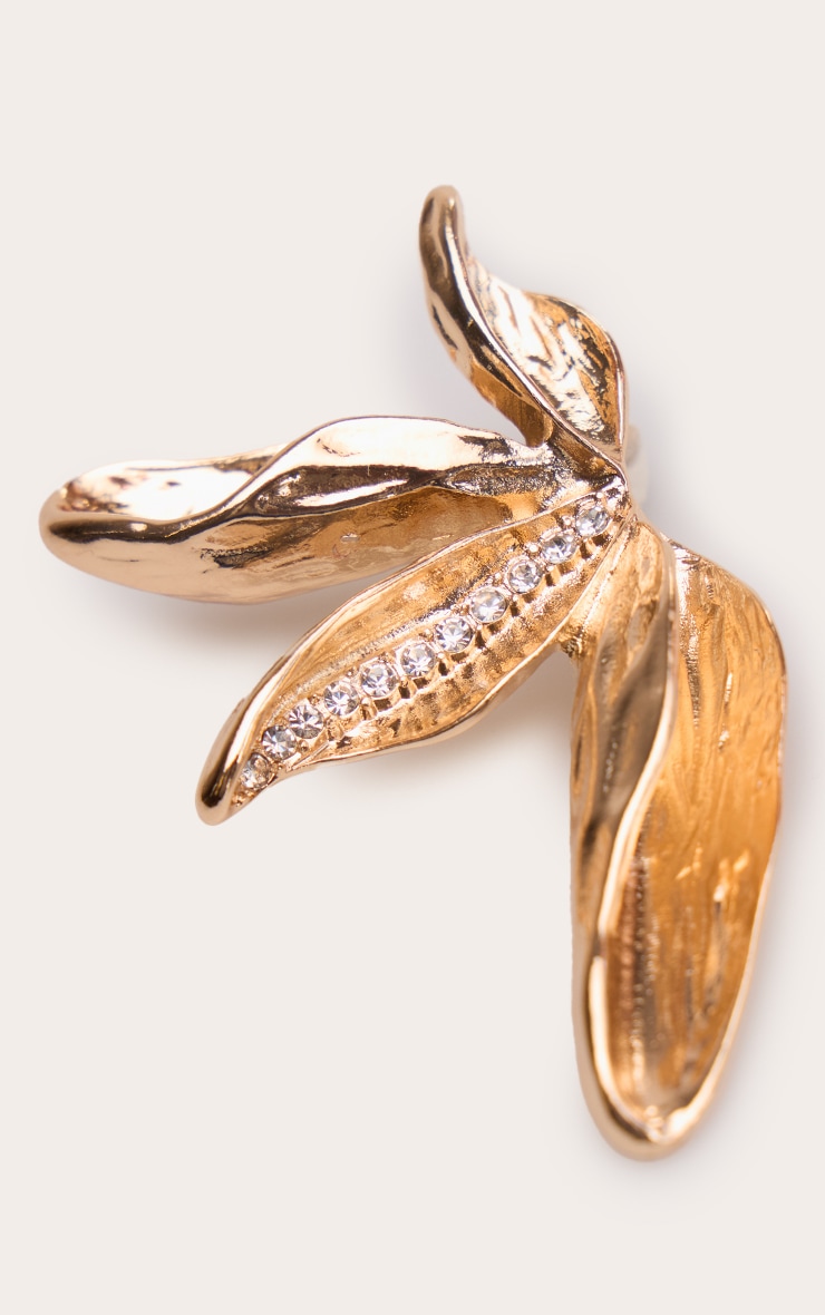 Gold Winged Petal Statement Earrings image 3