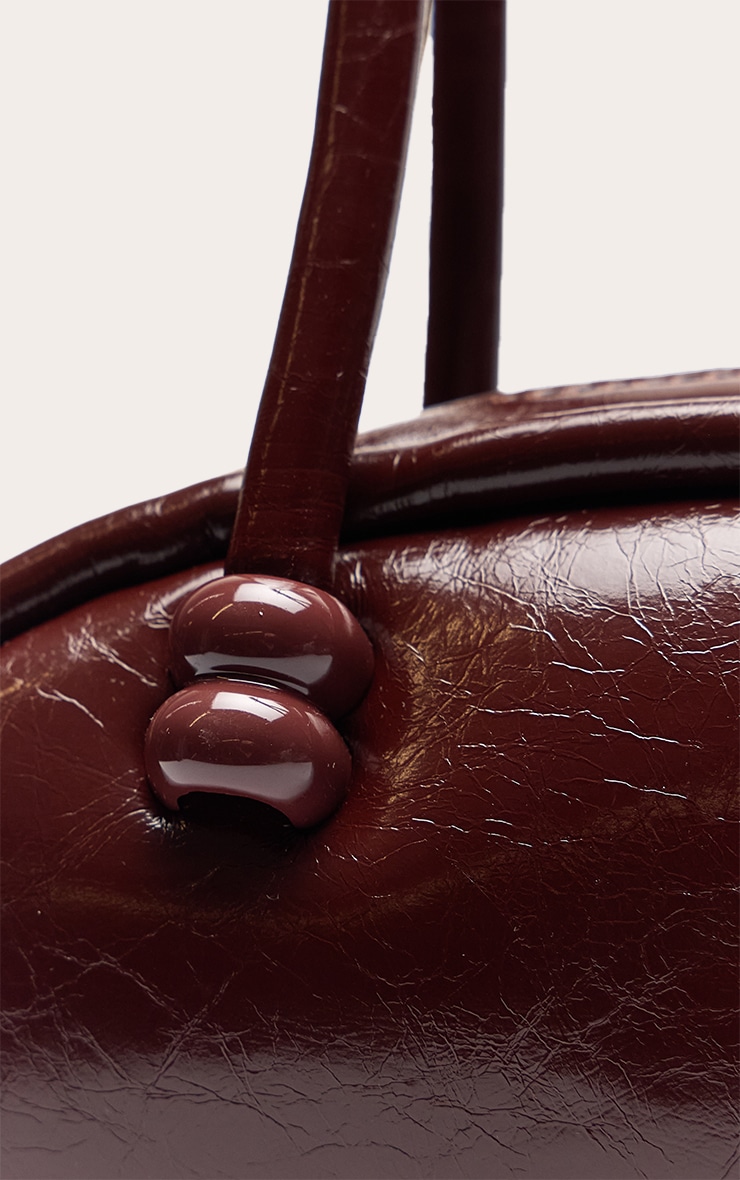 Burnt Red Crinkle PU Bowler Shoulder Bag image 5