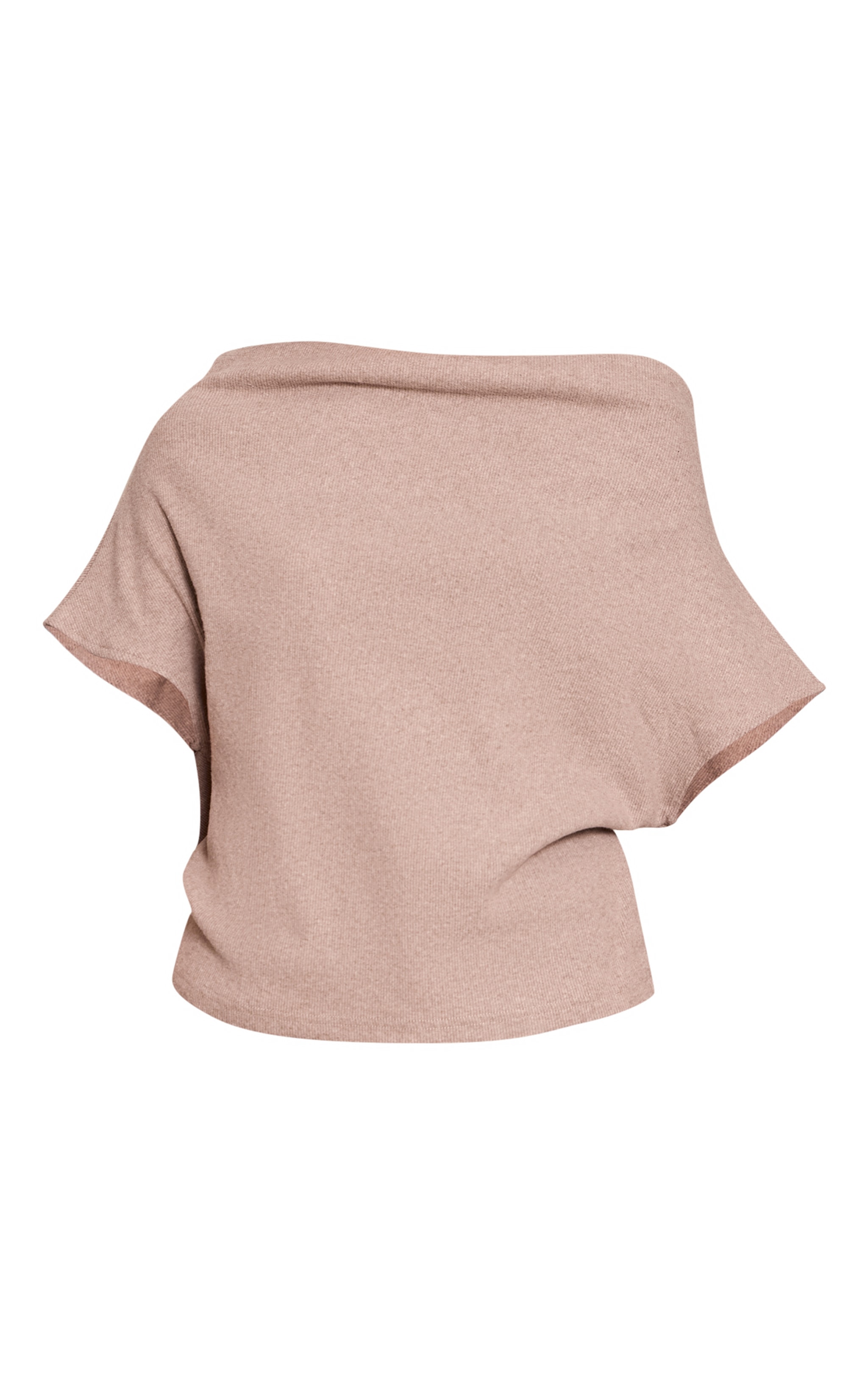 Sand Heavy Brushed Rib One Shoulder Slouchy Top image 5