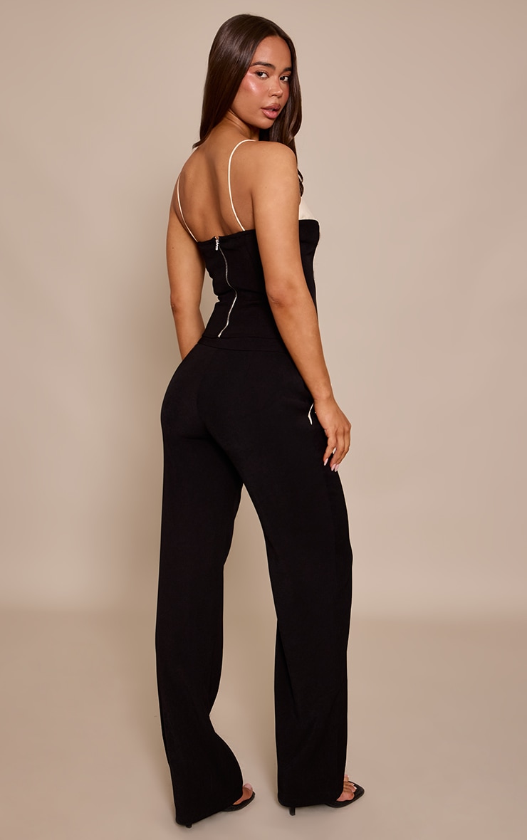 Black Woven Tailored Wide Leg Pants image 3