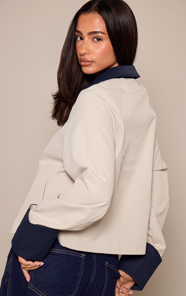 Petite Beige Contrast Short Trench Coat image 2