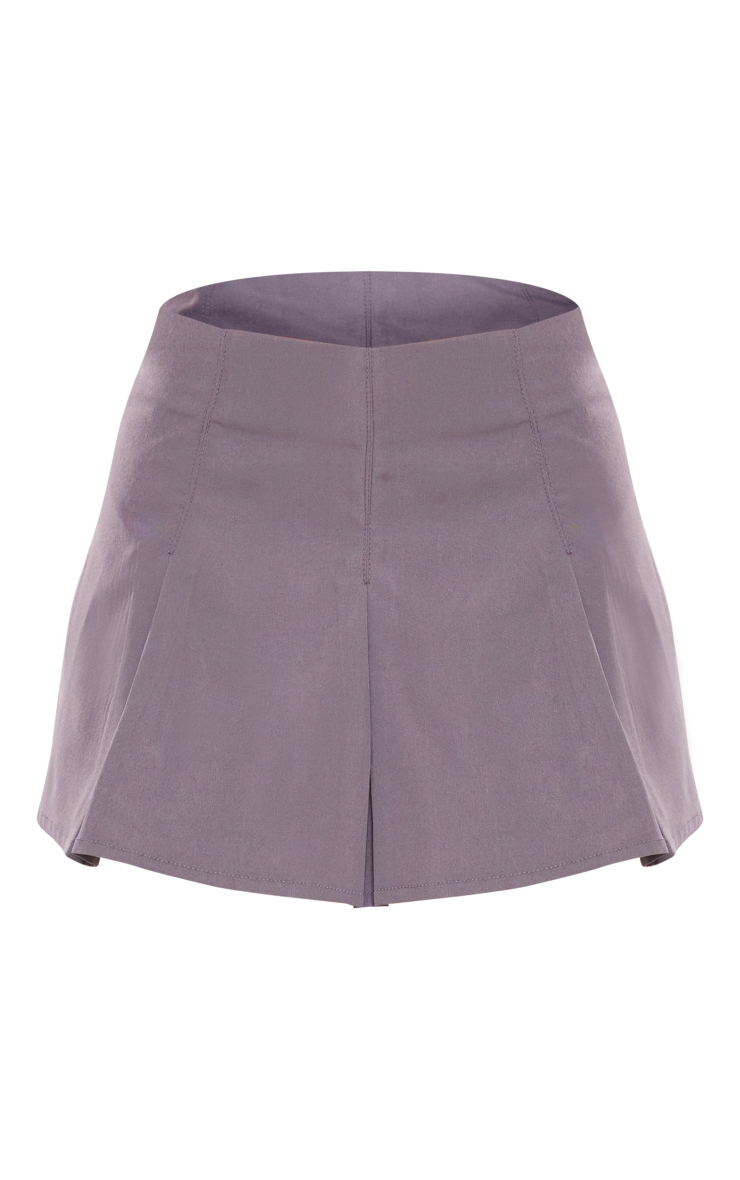 Jupe-short de tailleur patineuse tissée grise à plis creux image 6
