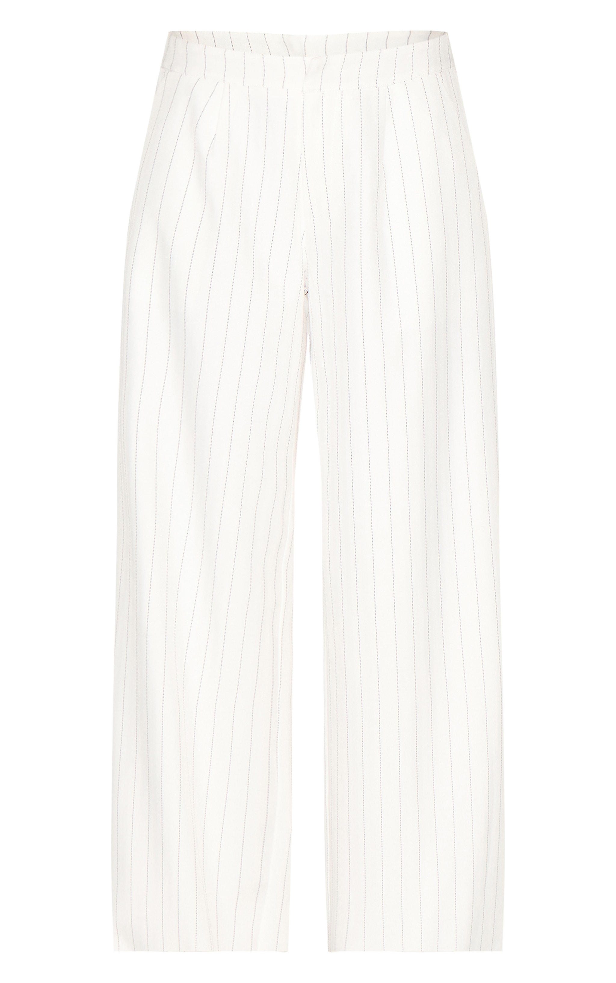 White Tailored Woven Pinstripe Wide Leg Pants image 5