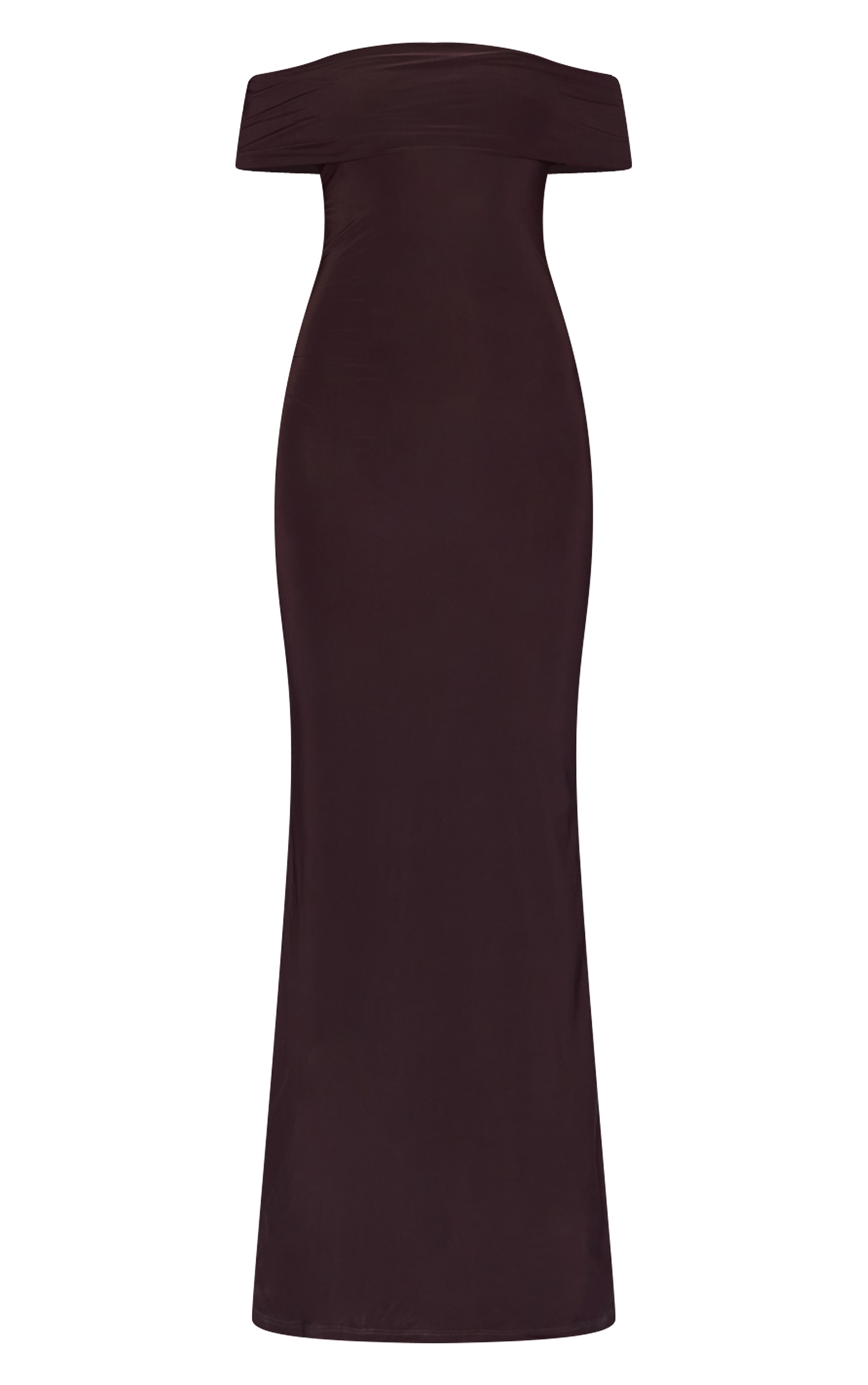 Robe longe chocolat à col bardot et dos ouvert image 5