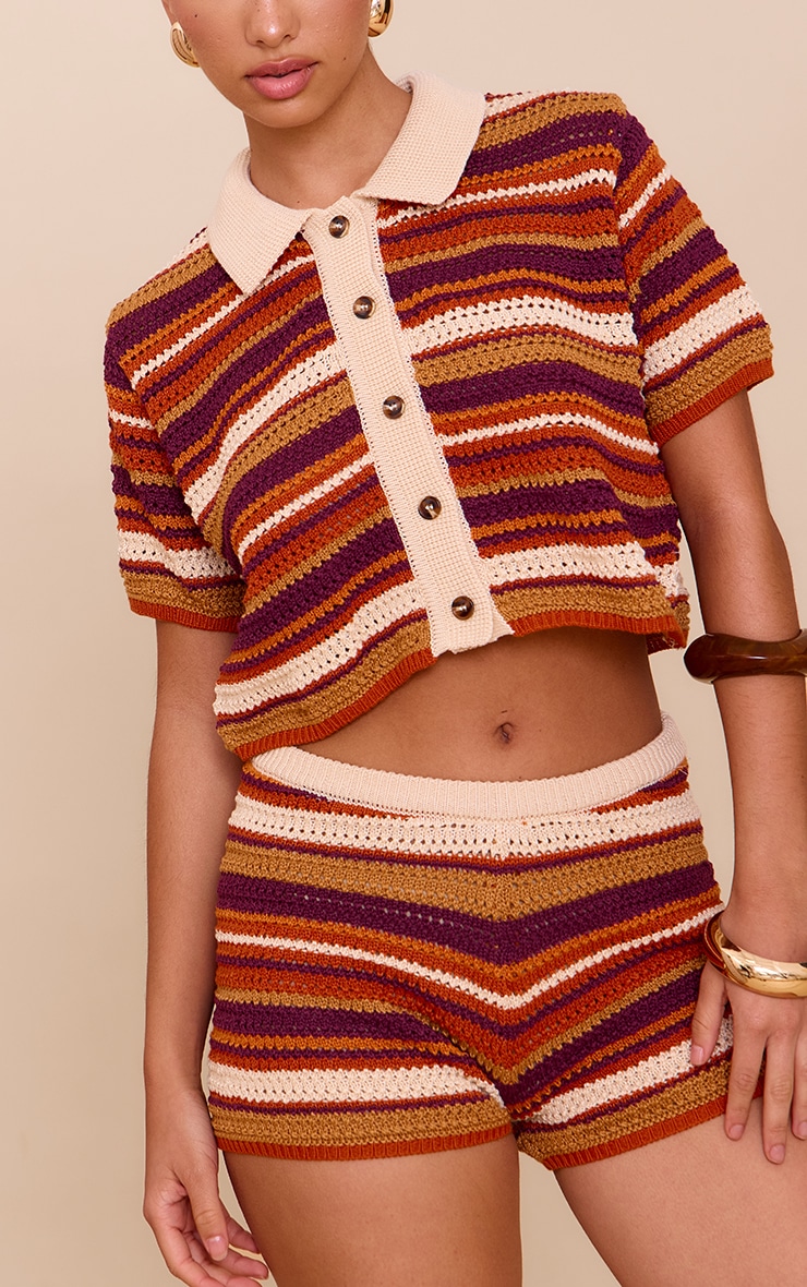 Multi Stripe Crochet Knit Short image 5