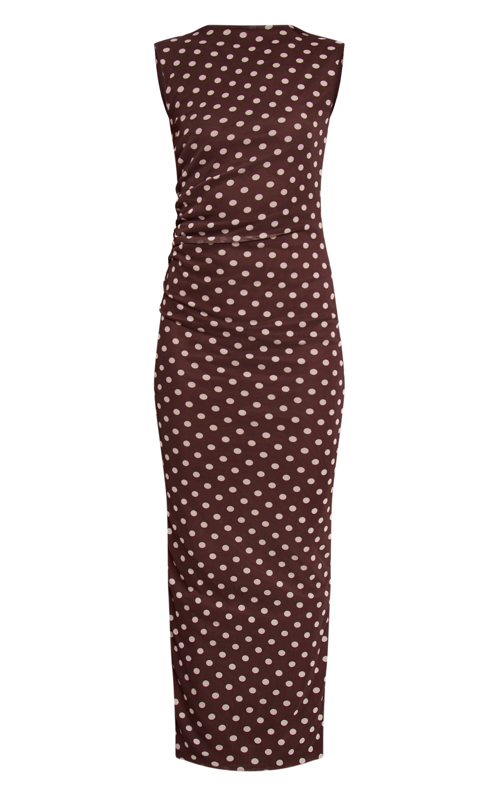 Brown Polka Dot Mesh Maxi Dress image 5