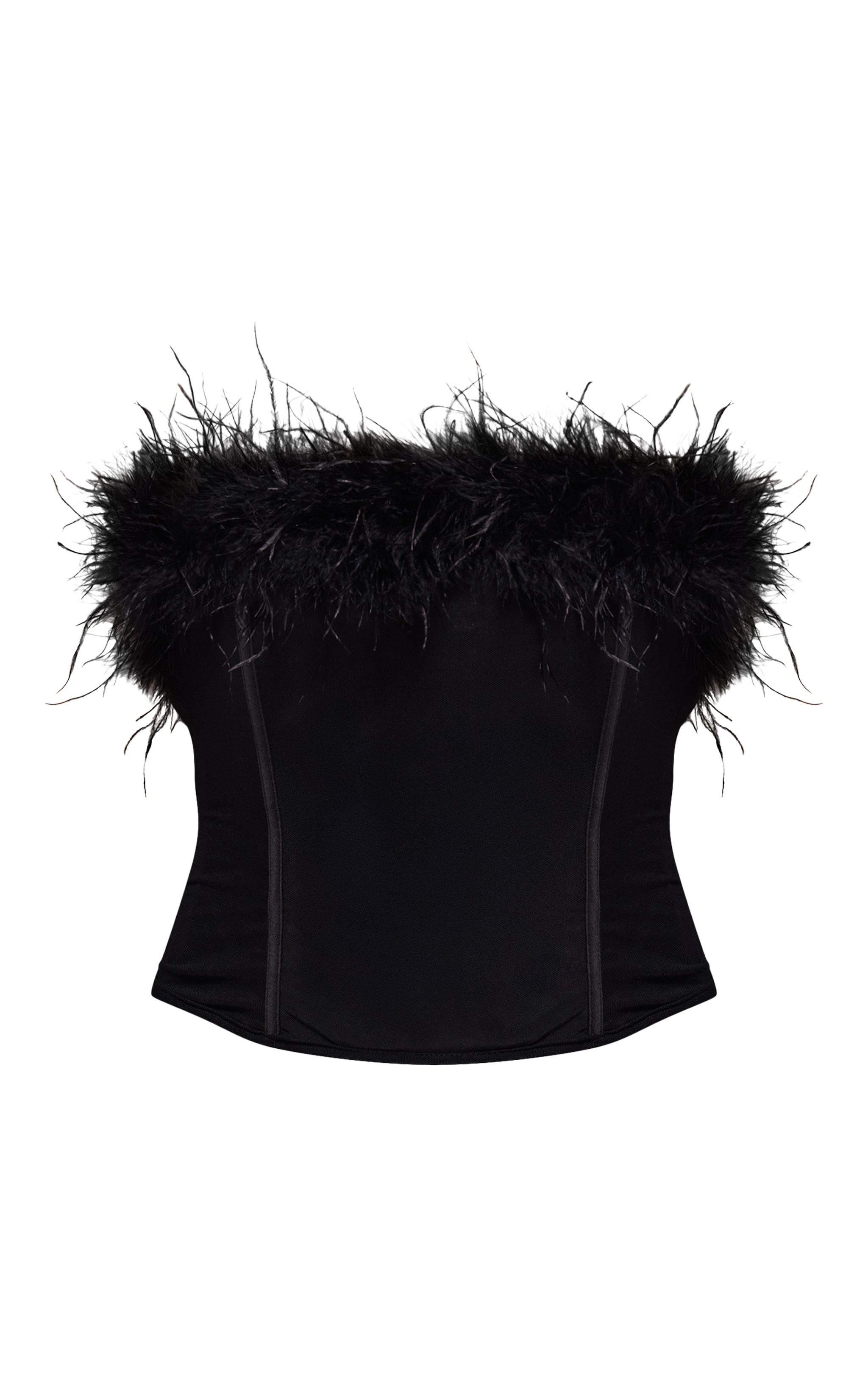 Black Feather Mesh Boned Corset image 5