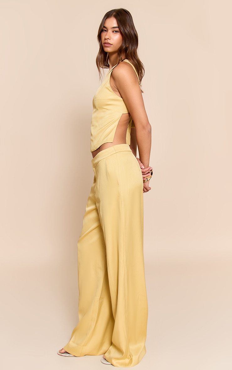 Lemon Woven Pintuck Wide Leg Pants image 2