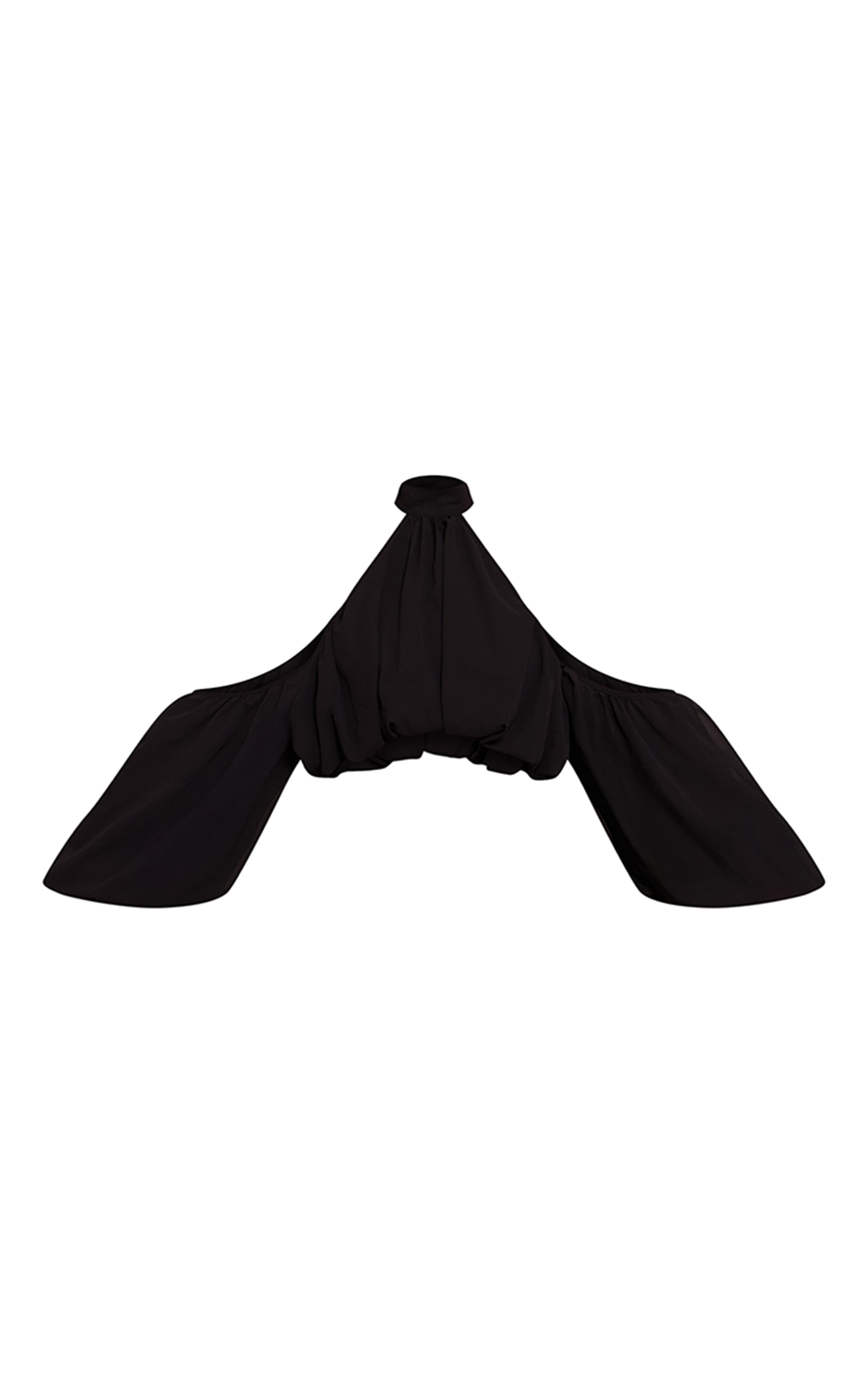 Shape Black Chiffon High Neck Off Shoulder Blouse image 5