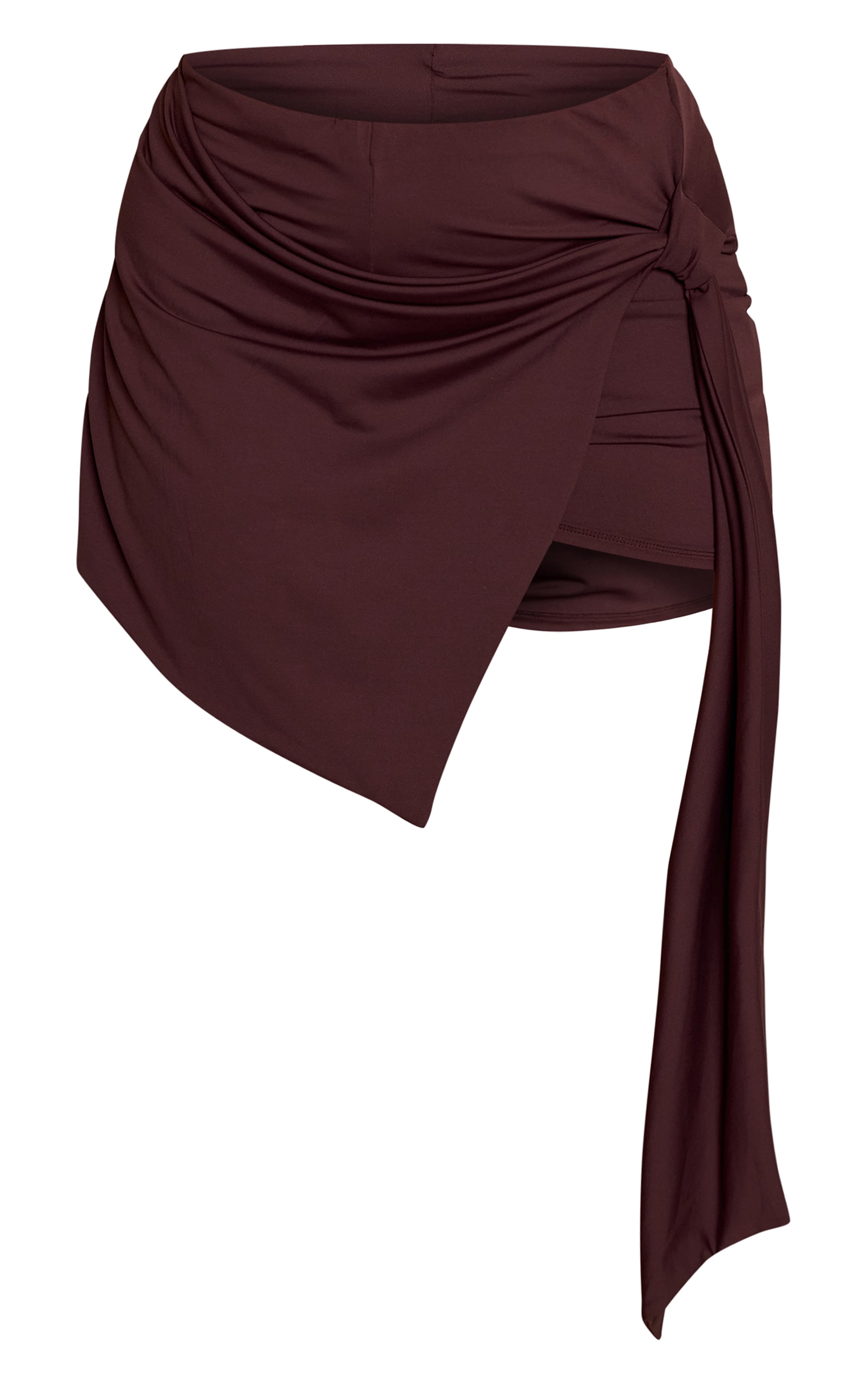 Plus Chocolate Soft Touch Tie Detail Mini Skirt image 6