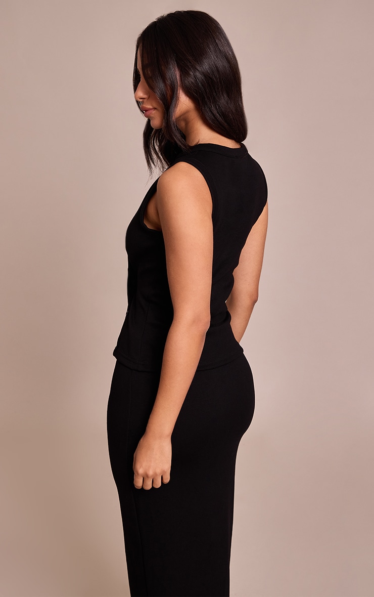 Petite Gilet modal noir à boutons asymétriques image 2