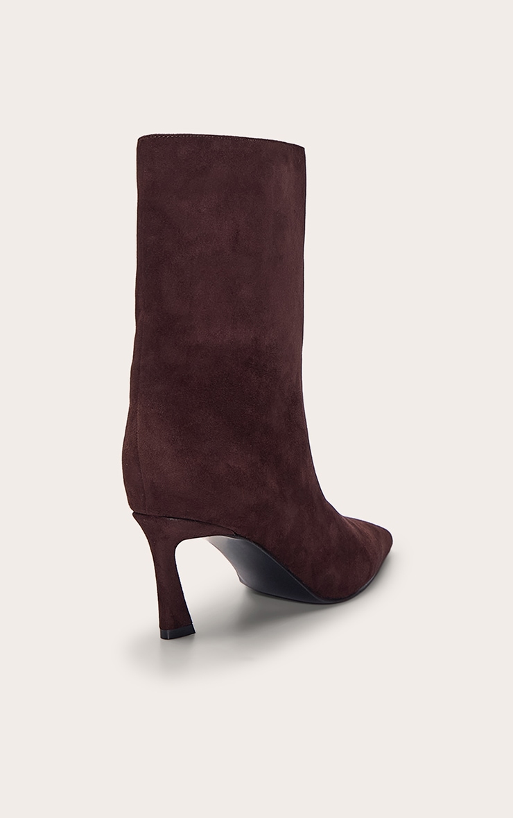 Chocolate Suede Kick Heel Ankle Boot image 4