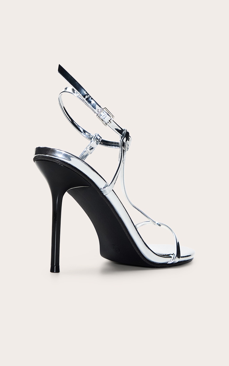 Silver Smooth Metallic Cage Heeled Sandal image 4