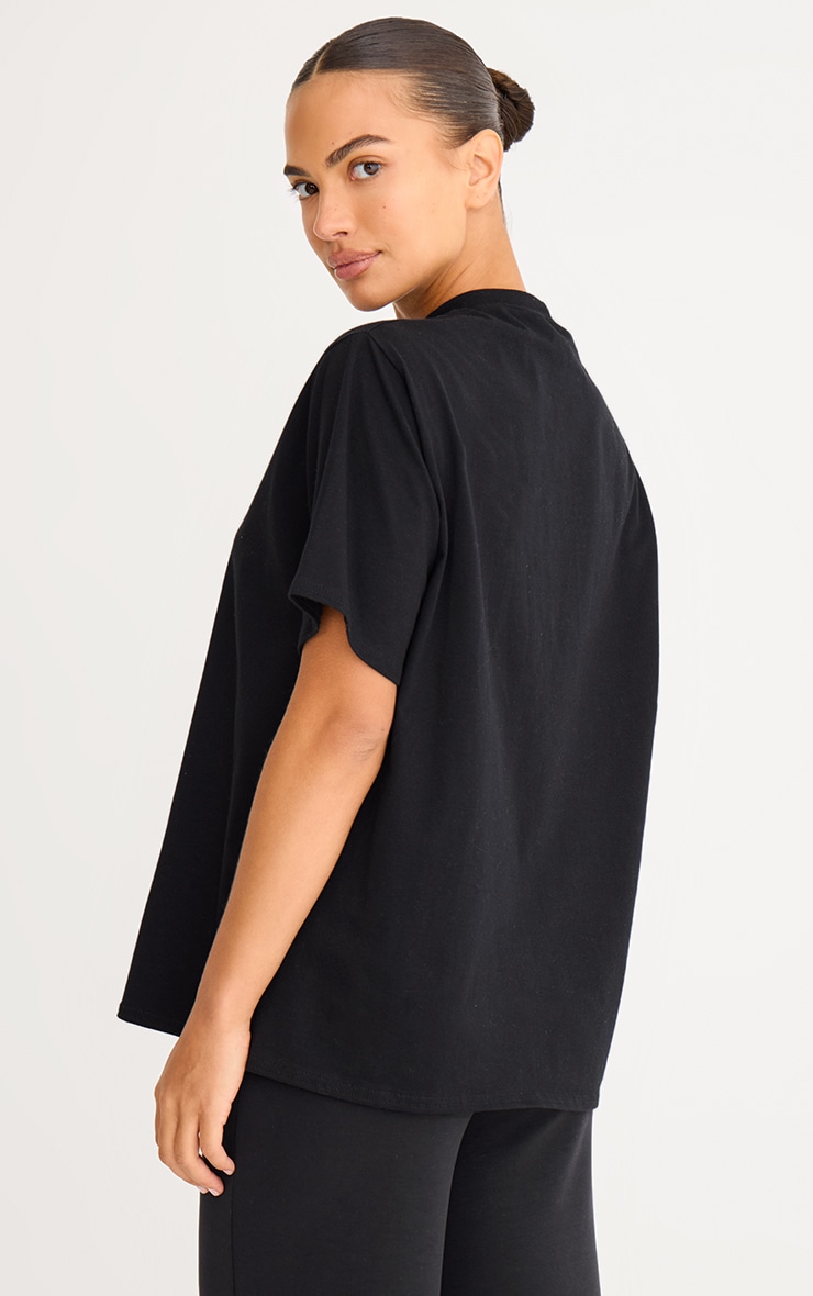 Black Cotton Basic Oversized T-shirt image 2