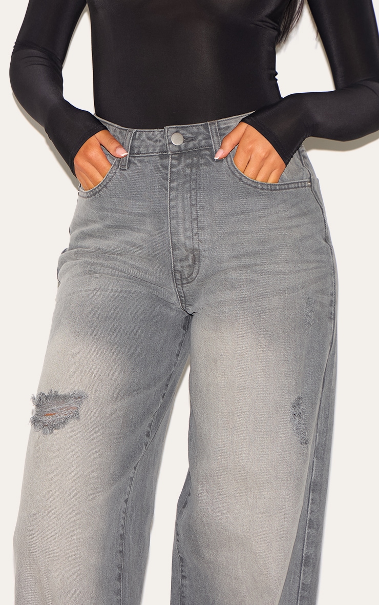 Tall Jean large gris délavé à taille haute image 4