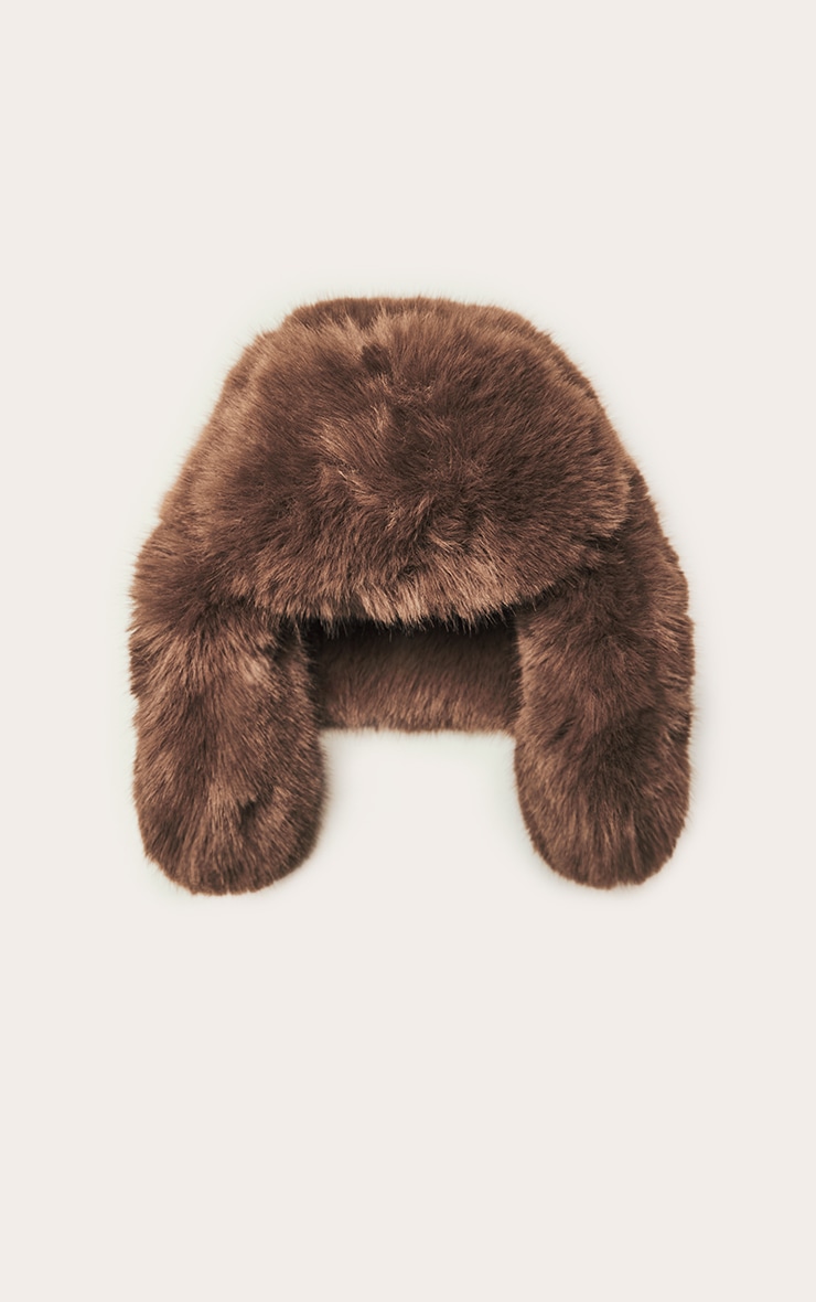 Mocha Faux Fur Trapper Hat image 2