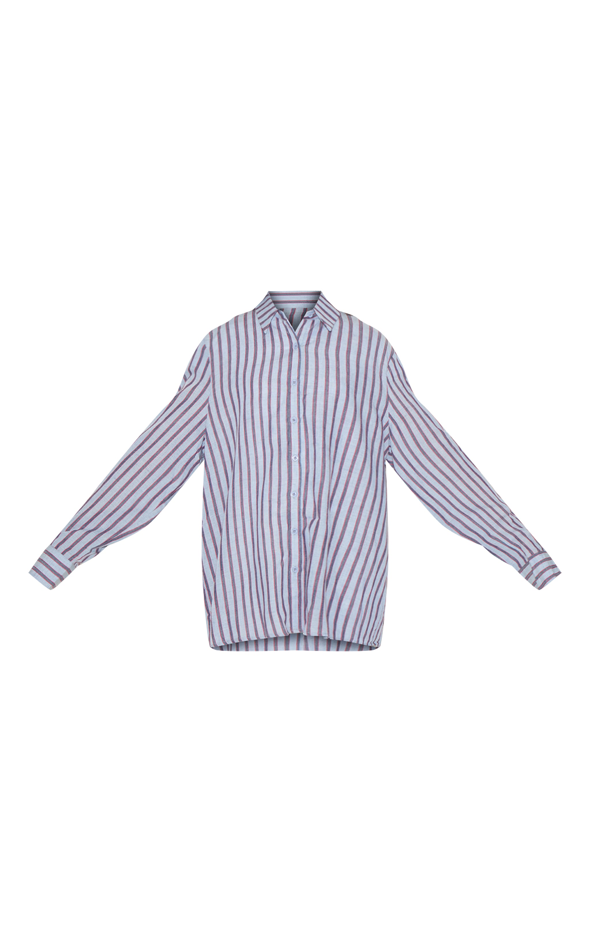 Blue Striped Oversized Shirt image 5