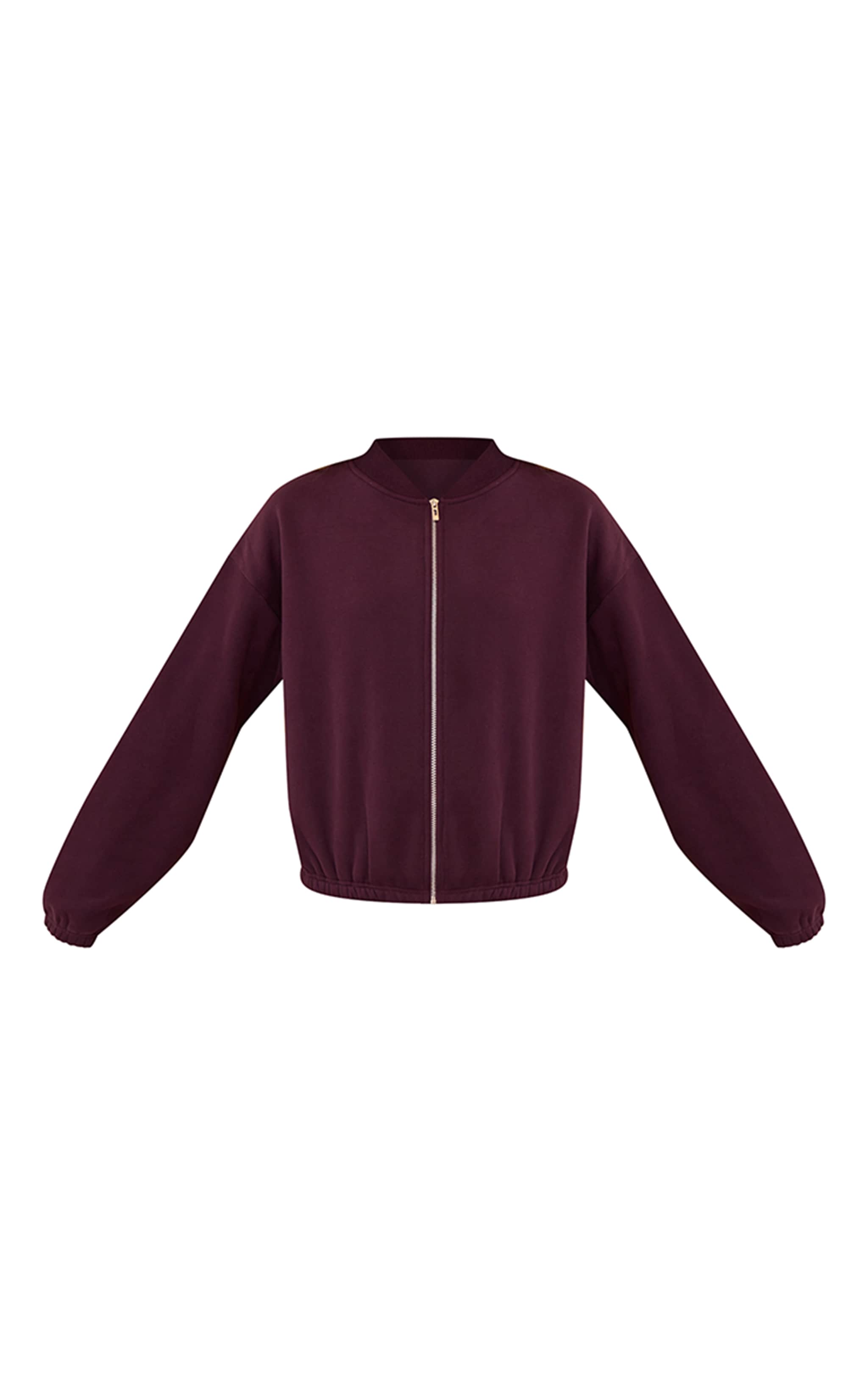 Plum Cotton Fleece Bomber Jacket image 5
