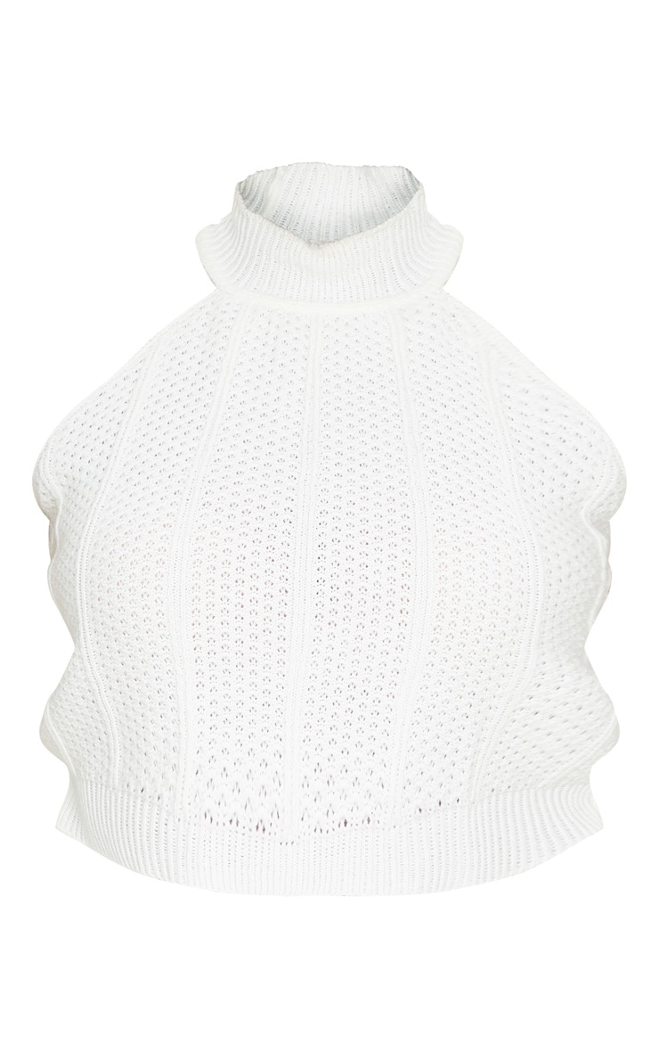 Plus Crop top dos nu en maille tissée crème image 5