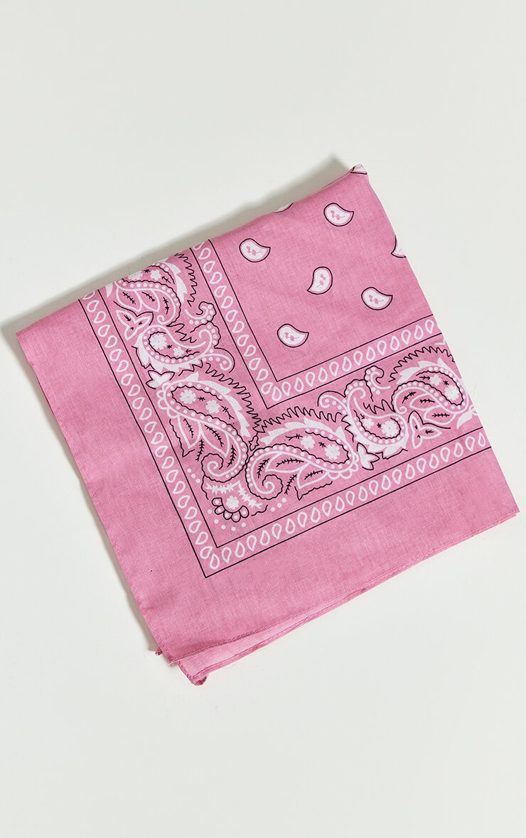 Bright Pink Bandana Neck Scarf image 2