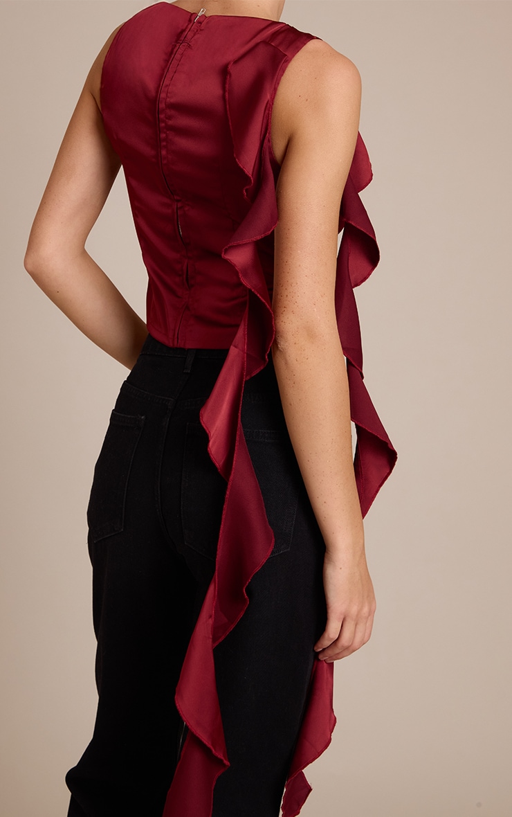 Wine Satin Drape Detail Cami Top image 4
