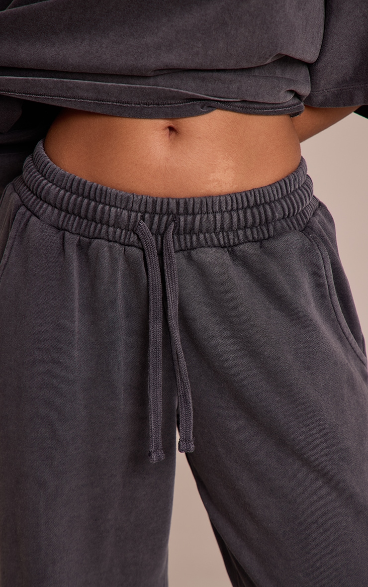 Petite Charcoal Acid Wash Straight Leg Sweatpants image 4