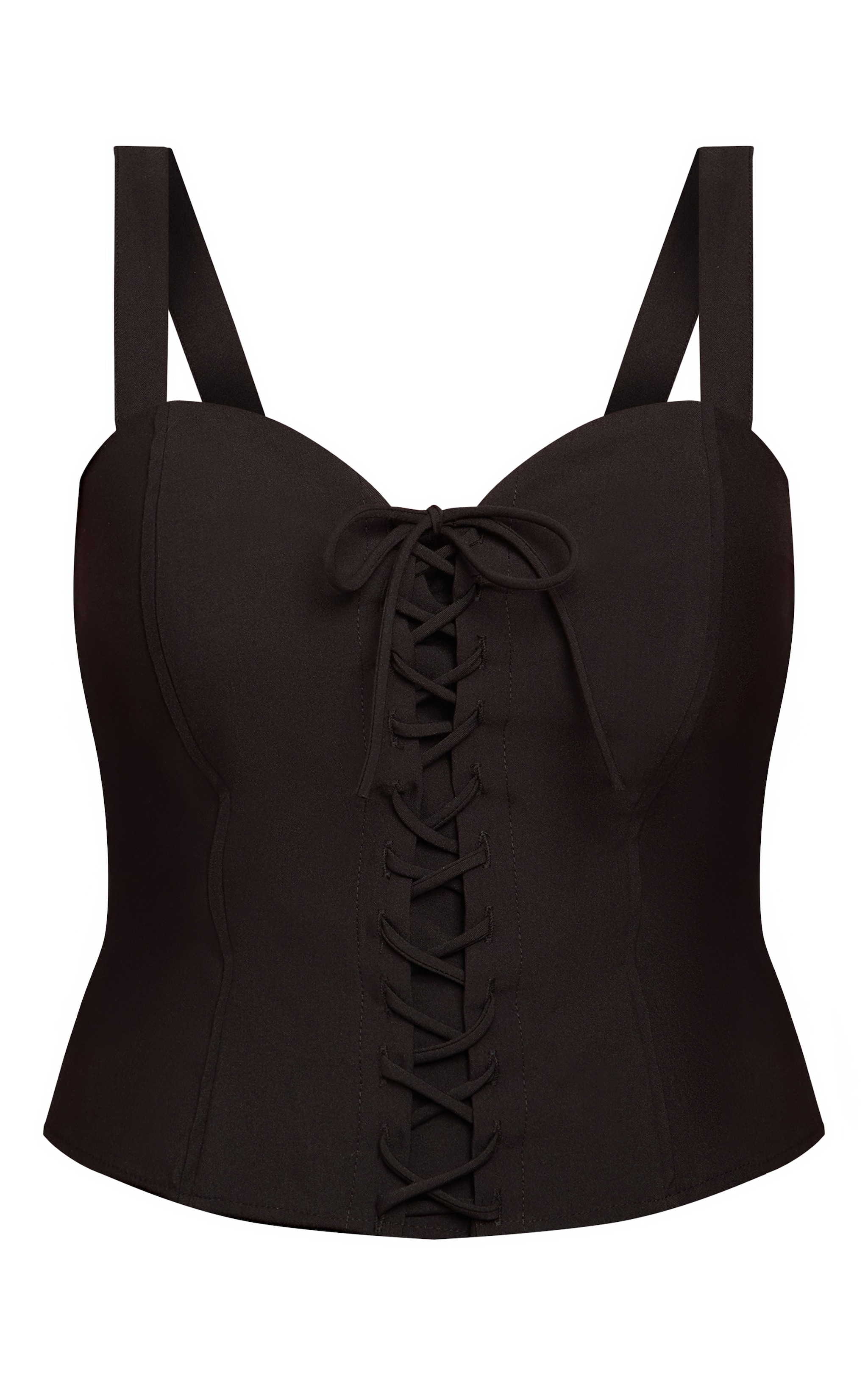 Shape Black Woven Sweetheart Lace Tie Detail Corset image 5
