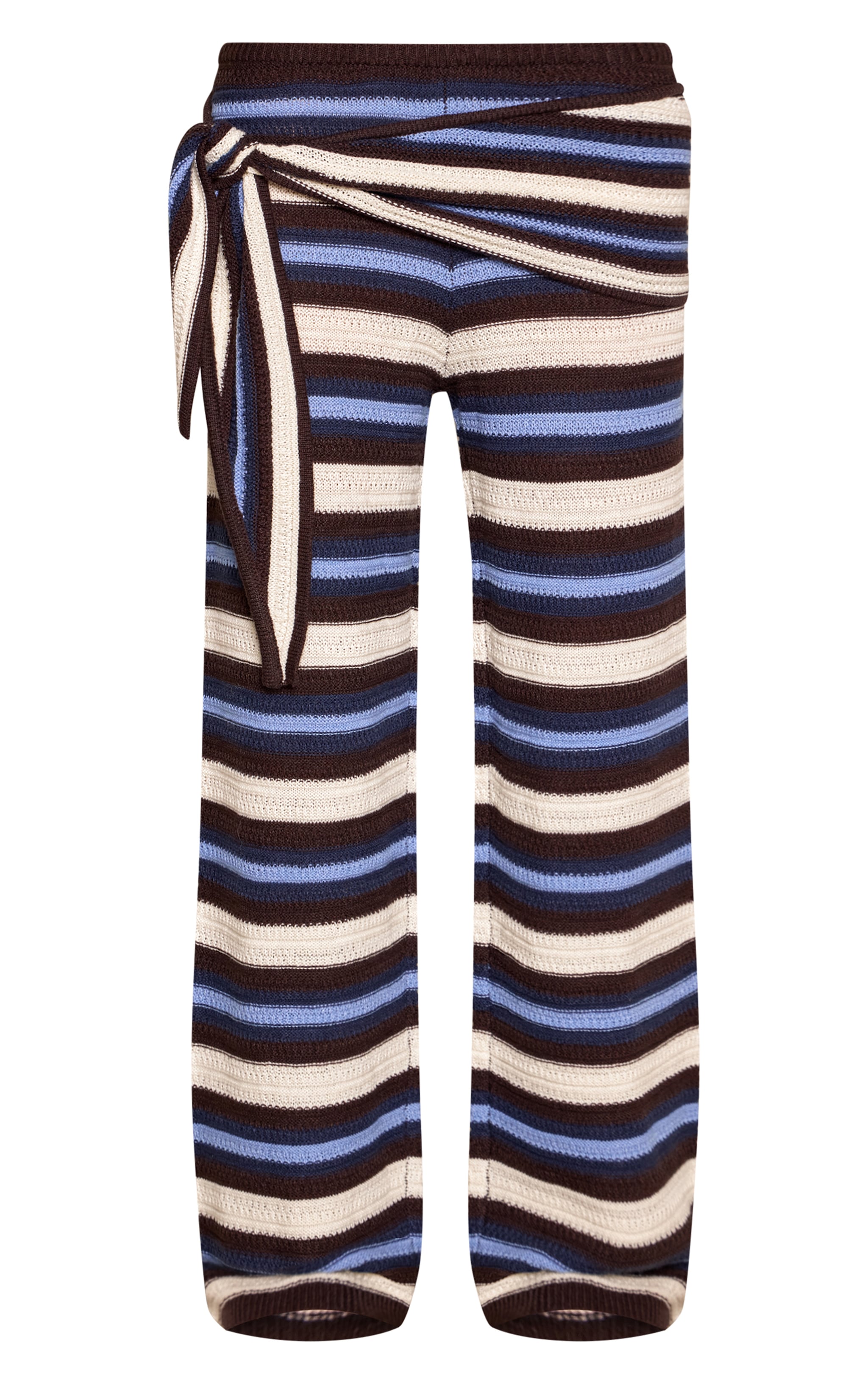 Brown Crochet Knit Striped Skirt Overlay Pants  image 5